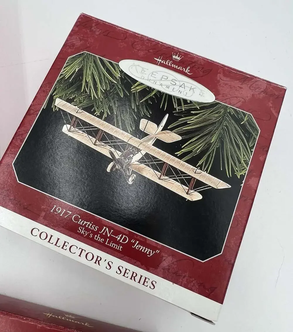 Hallmark Keepsake Santa Ornament Lot 5 Airplanes Train Car 1990-2008